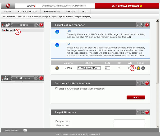 Connect to a DSS V6 iSCSI Target volume from a MS Windows - Configure the DSS V6 - pic 6