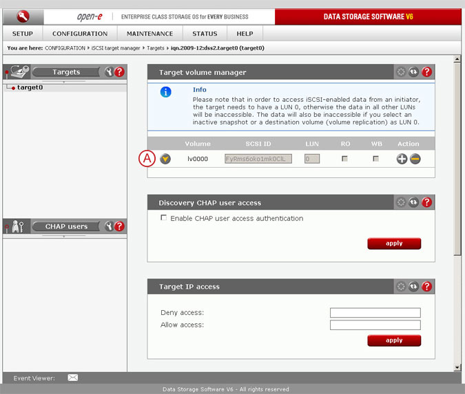 Connect to a DSS V6 iSCSI Target volume from a MS Windows - Configure the DSS V6 - pic 7