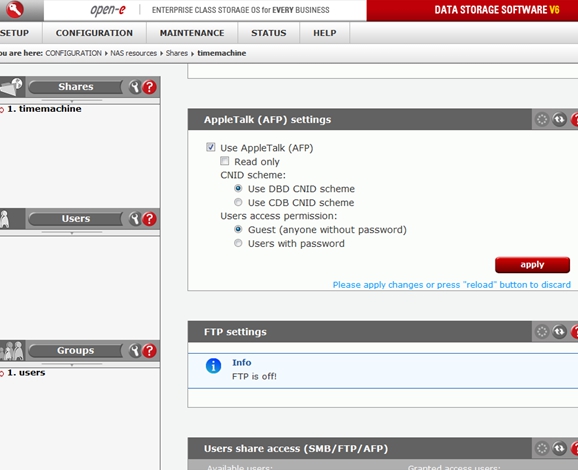Apple's Time Machine® and Open-E DSS V6 – short manual and one tip