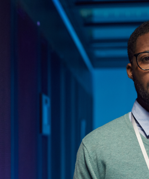 data storage expert in a server room