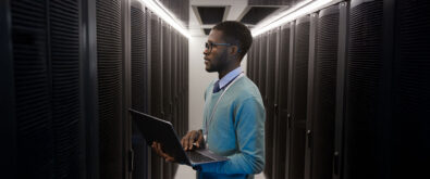 black man standing in the server room