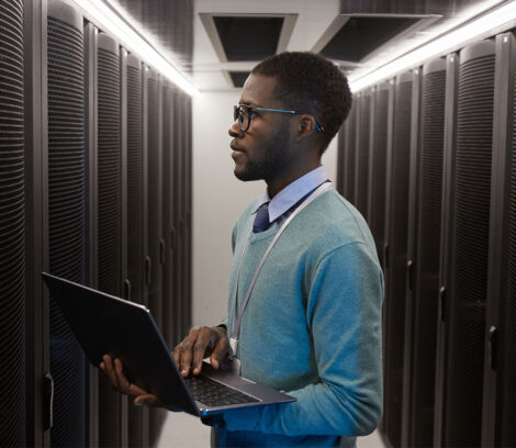 black man standing in the server room