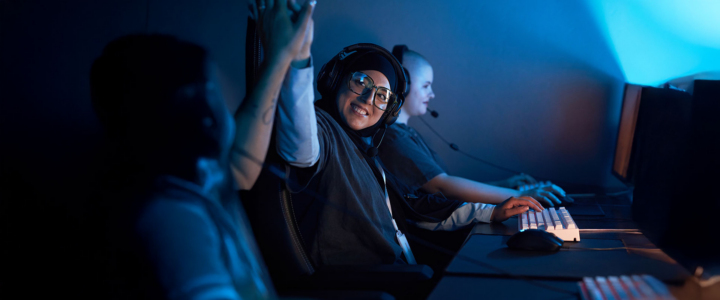People playing online games