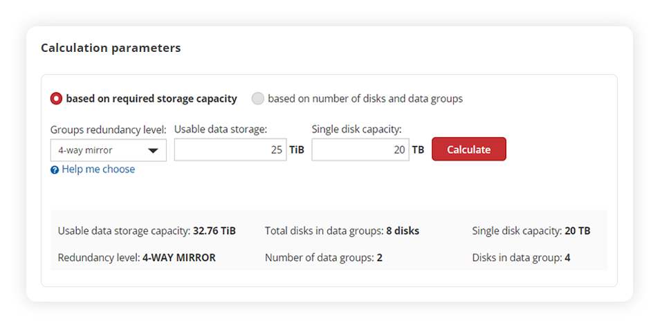 Open-E JovianDSS Storage & RAID Calculator