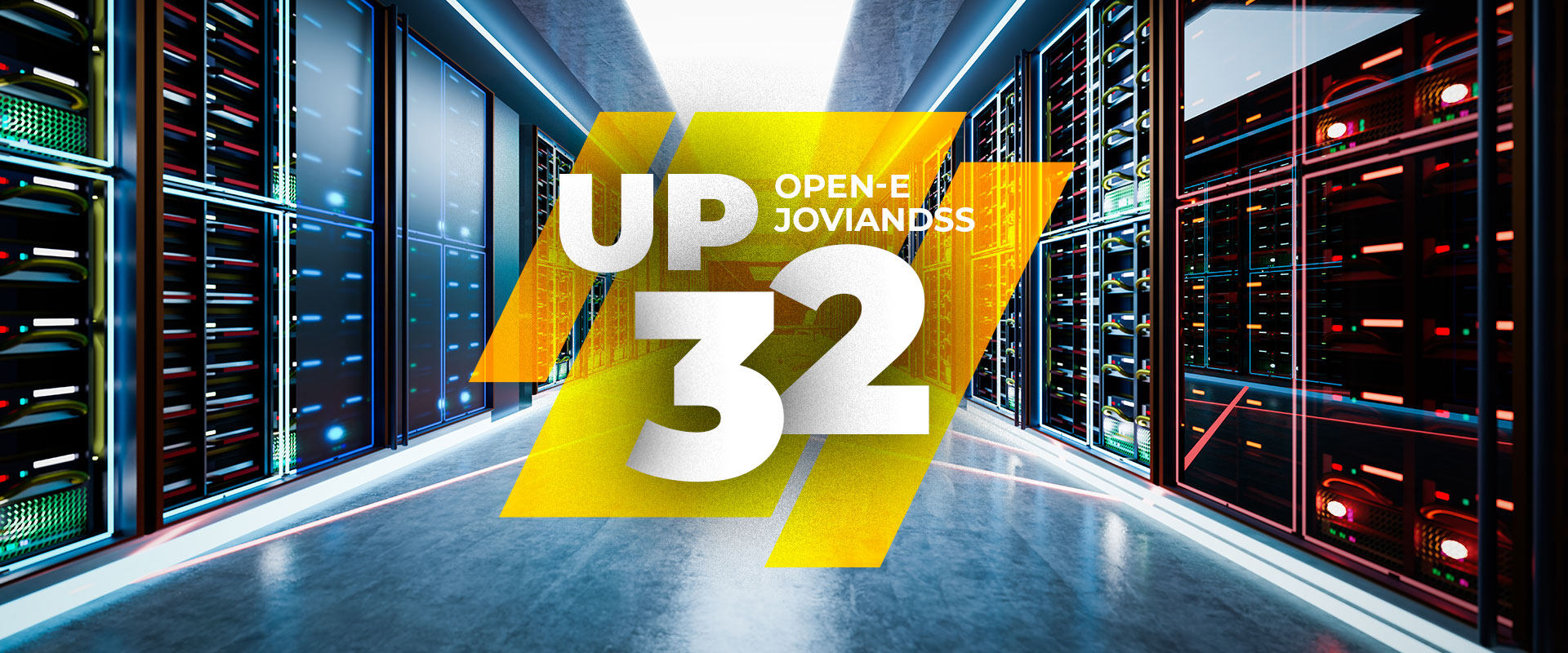 server room with machines powered by Open-E JovianDSS Up32