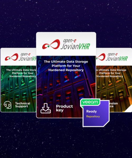 Open-E JovianVHR packshots on a cosmic background