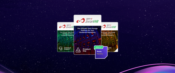 Open-E JovianVHR packshots on a cosmic background