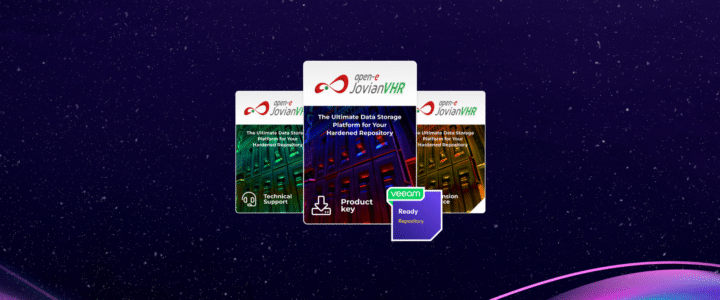 Open-E JovianVHR packshots on a cosmic background