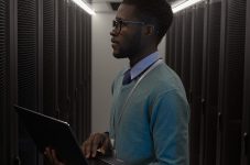 black man standing in the server room