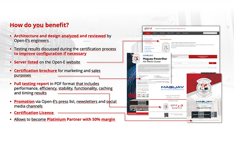 Open-E marketing materials for server certificate