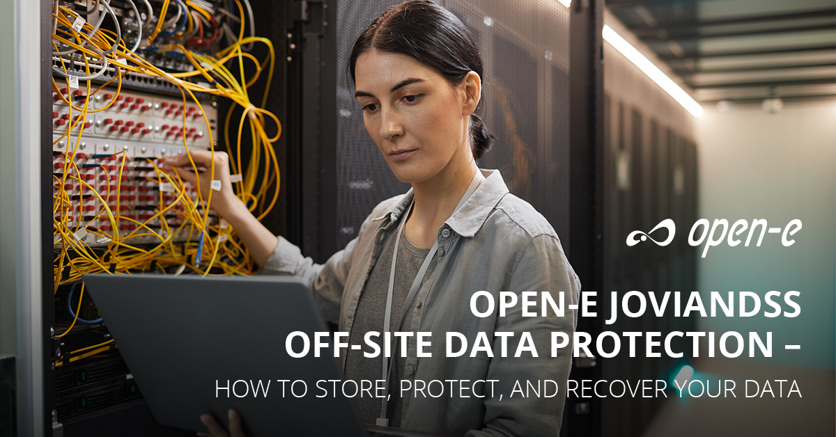 Open-E JovianDSS Off-Site Data Protection Female Data Administrator setting up the server