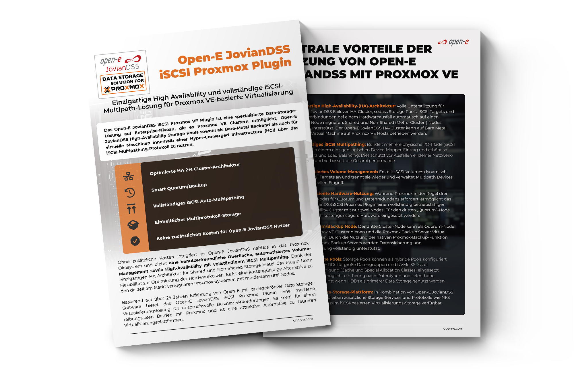 Open-E iSCSI-Plugin für Proxmox VE – Datenblatt