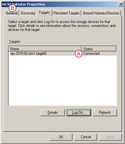 Connect to a DSS V6 iSCSI Target volume from a MS Windows - Configure iSCSI Target Properties - pic 12
