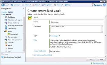 Asynchronous volume replication of VMware Virtual Machines with DSS and Acronis Backup and Recovery software Solution for VMware, Acronis Backup and Recovery and DSS V6