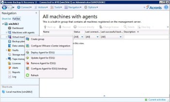 Asynchronous volume replication of VMware Virtual Machines with DSS and Acronis Backup and Recovery software Solution for VMware, Acronis Backup and Recovery and DSS V6
