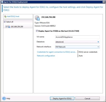 Asynchronous volume replication of VMware Virtual Machines with DSS and Acronis Backup and Recovery software Solution for VMware, Acronis Backup and Recovery and DSS V6