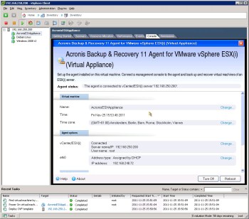 Asynchronous volume replication of VMware Virtual Machines with DSS and Acronis Backup and Recovery software Solution for VMware, Acronis Backup and Recovery and DSS V6