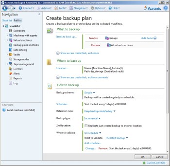 Asynchronous volume replication of VMware Virtual Machines with DSS and Acronis Backup and Recovery software Solution for VMware, Acronis Backup and Recovery and DSS V6