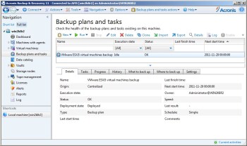 Asynchronous volume replication of VMware Virtual Machines with DSS and Acronis Backup and Recovery software Solution for VMware, Acronis Backup and Recovery and DSS V6