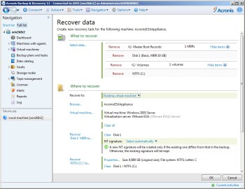 Asynchronous volume replication of VMware Virtual Machines with DSS and Acronis Backup and Recovery software Solution for VMware, Acronis Backup and Recovery and DSS V6