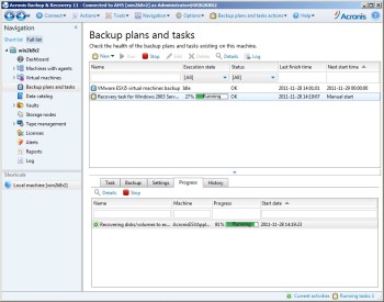 Asynchronous volume replication of VMware Virtual Machines with DSS and Acronis Backup and Recovery software Solution for VMware, Acronis Backup and Recovery and DSS V6