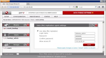 Asynchronous volume replication of VMware Virtual Machines with DSS and Acronis Backup and Recovery software Solution for VMware, Acronis Backup and Recovery and DSS V6
