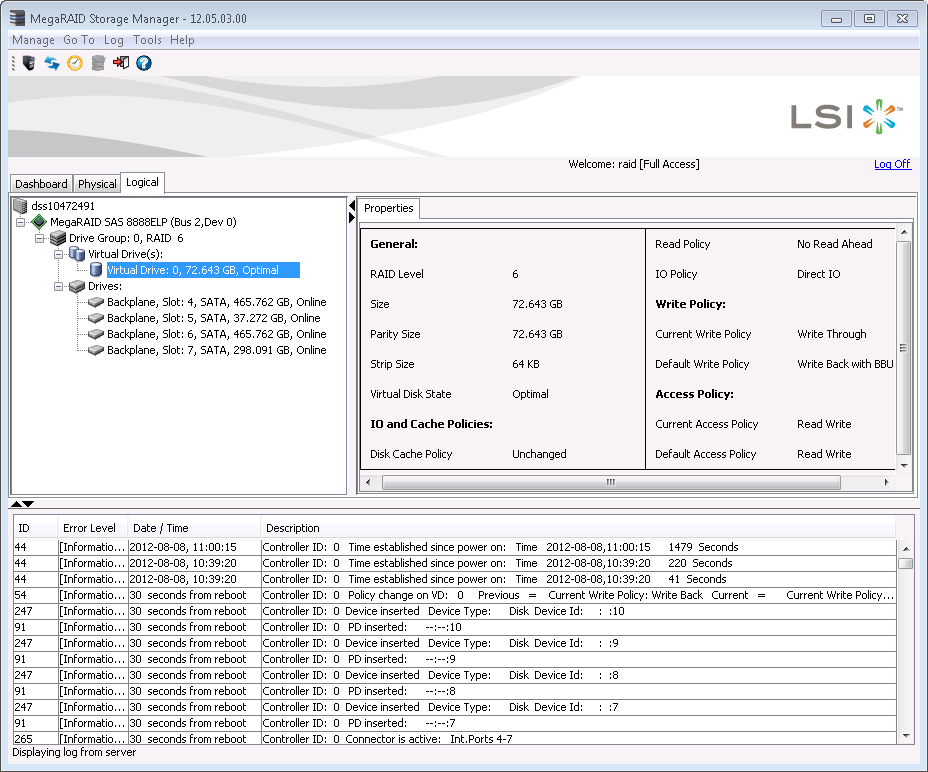 DSS V7 - Storage Management - RAID - screen 03