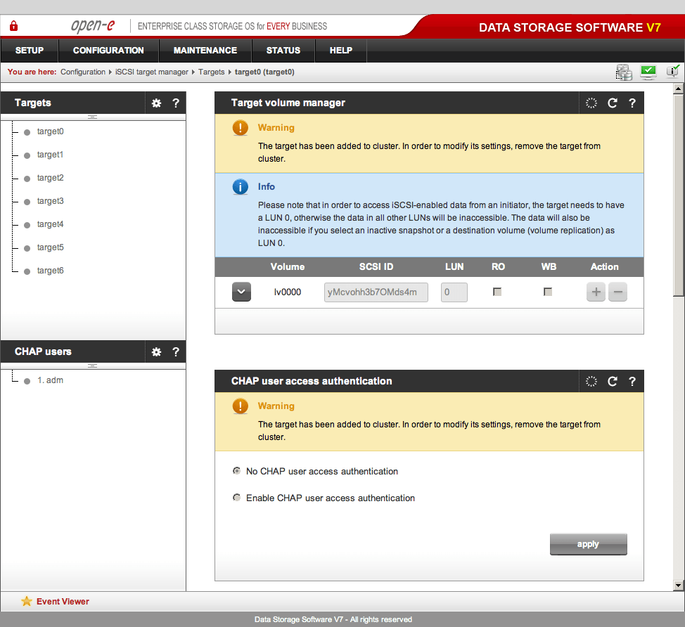 DSS V7 - iSCSI Target (SAN) - screen 03