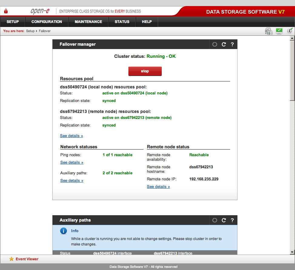 DSS V7 - High Availability Cluster - screen 01