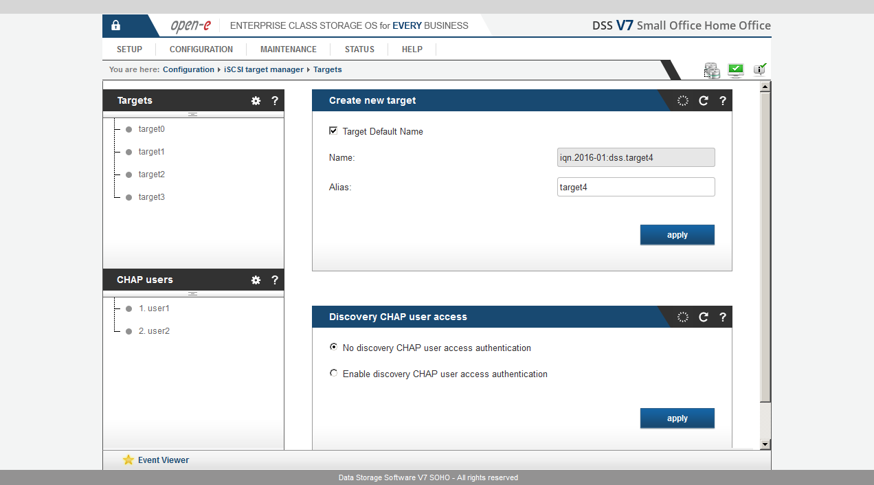 DSS V7 SOHO - iSCSI Target (SAN) 2/3