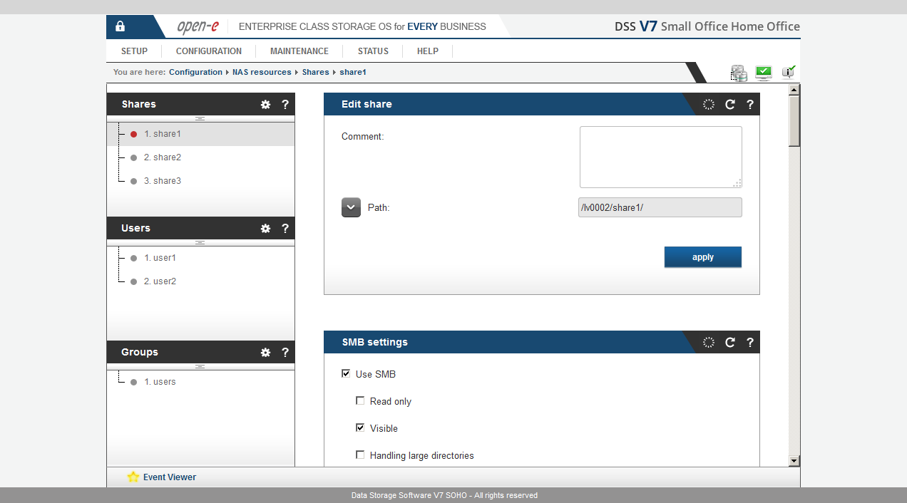 DSS V7 SOHO - NAS/SMB/NFS 3/4