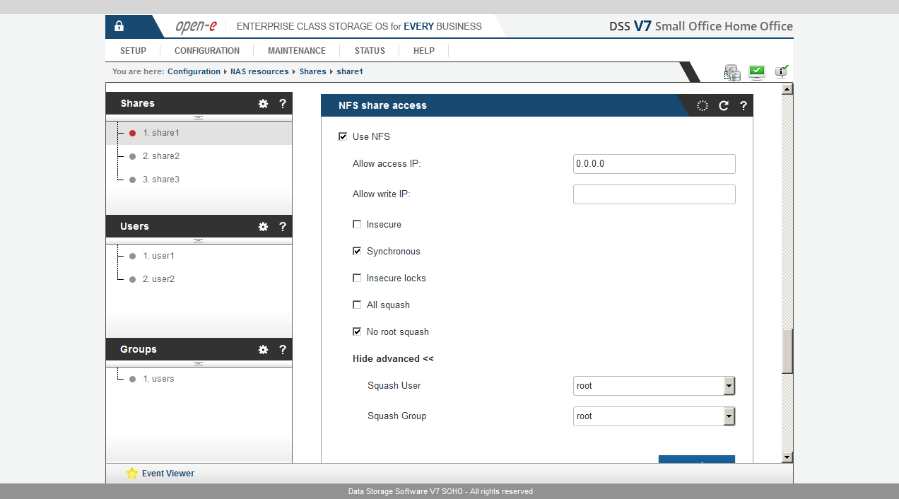 DSS V7 SOHO - NAS/SMB/NFS 4/4